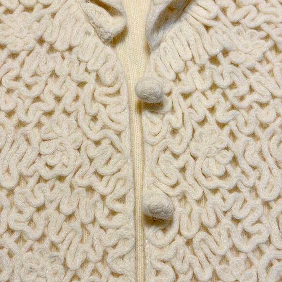 Coldwater Creek Ivory Crochet Wool Cardigan Sweater Sz Small Cottage Y2K Japan - Picture 8 of 11